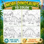 Dinosaur Coloring Book for Kids Ages 5-7, Printable PDF Activity, T-Rex Triceratops Velociraptor, Homeschool Fun - Image 5