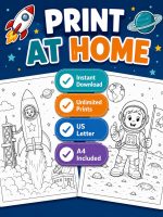 Astronaut Alien Rocket Coloring Pages for Kids Ages 5-7, Space Adventure Printable PDF, Homeschool Activity - Image 6