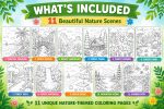 Nature Coloring Pages for Kids,11 Scenes,Printable PDF ,Forest, Beach&Desert  Instant Download - Image 2