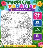 Nature Coloring Pages for Kids,11 Scenes,Printable PDF ,Forest, Beach&Desert  Instant Download - Image 9