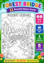 Nature Coloring Pages for Kids,11 Scenes,Printable PDF ,Forest, Beach&Desert  Instant Download - Image 12