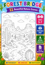 Nature Coloring Pages for Kids,11 Scenes,Printable PDF ,Forest, Beach&Desert  Instant Download - Image 13